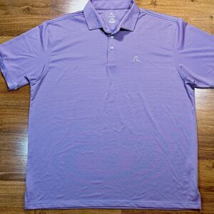 RHOBACK Polo Shirt Mens XXL Pink Blue Birdie Stripe Golf Performance Stretch
